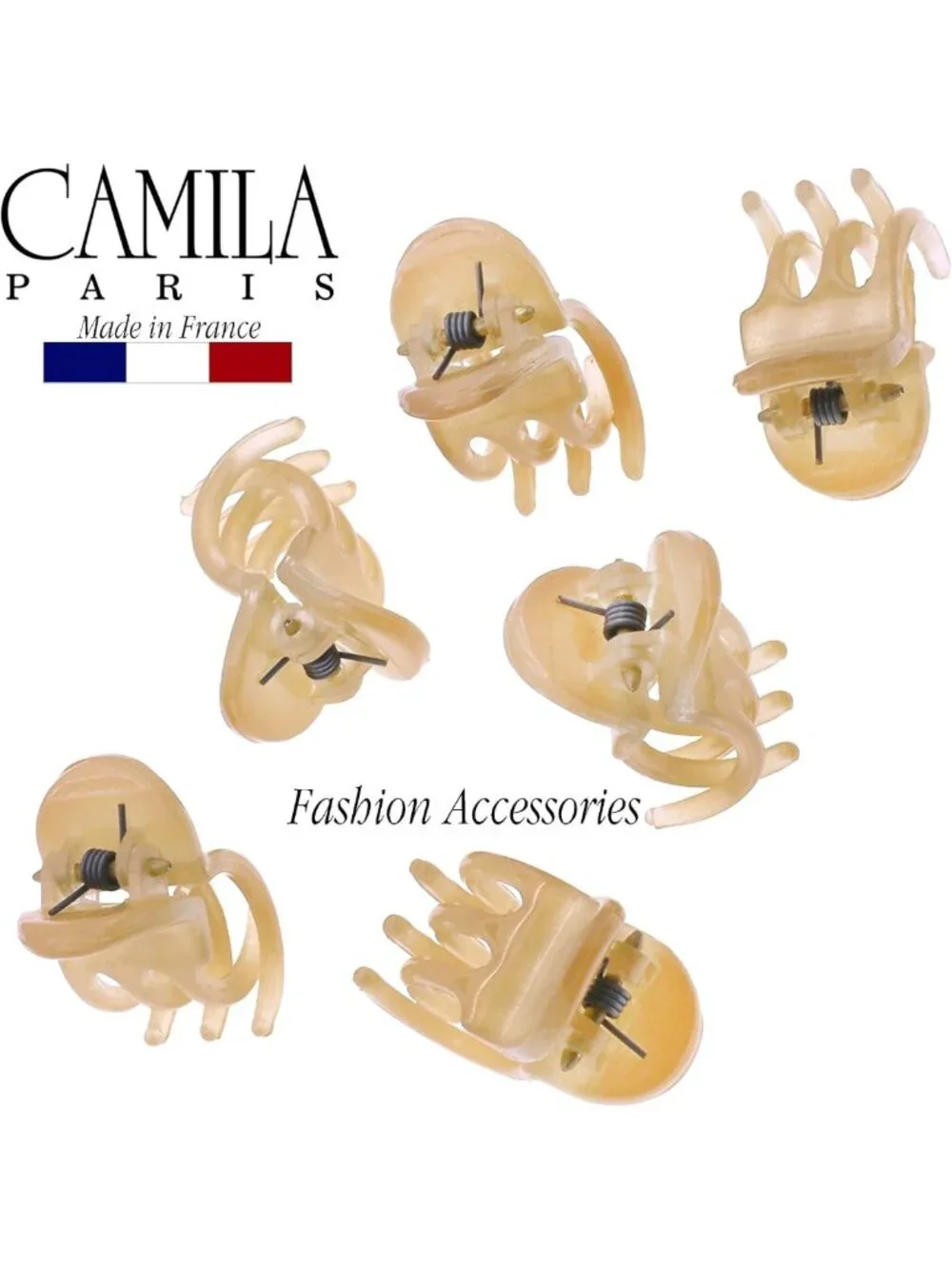 Set of 6 Extra Small Beige Hair Claw Clips for Women - Durable Fashion